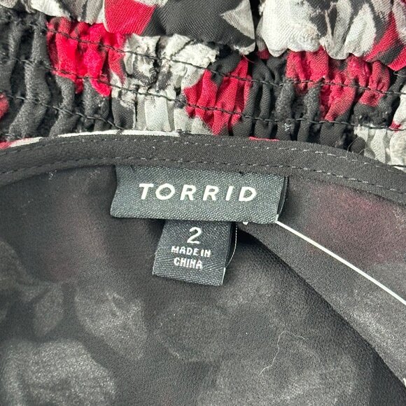 Torrid Womens Pullover Peplum Chiffon Floral Top Blouse Size 2X Multicolor - Picture 3 of 12